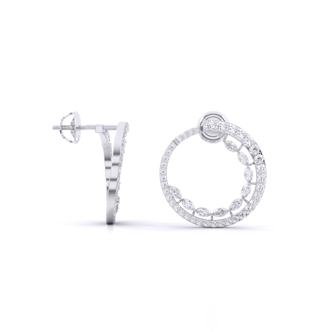 Marquise & Round Diamonds Hoop Earring