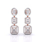 Baguette And Round Cut Zirconia Halo Cluster Dangle Earrings With Screw Back