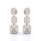 Baguette And Round Cut Zirconia Halo Cluster Dangle Earrings With Screw Back