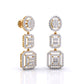 Baguette And Round Cut Zirconia Halo Cluster Dangle Earrings With Screw Back