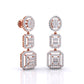 Baguette And Round Cut Zirconia Halo Cluster Dangle Earrings With Screw Back