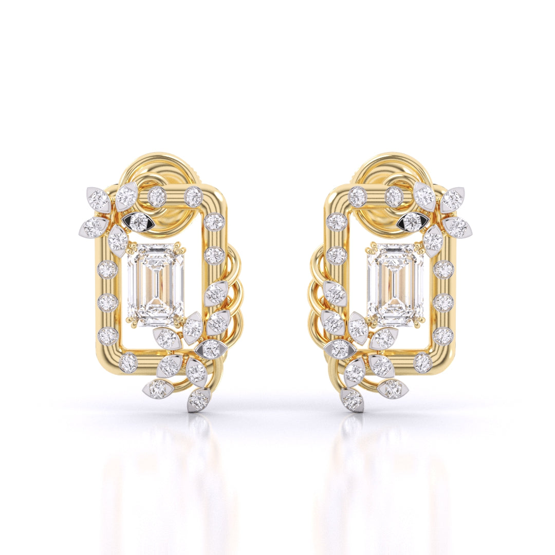 Diamond Vintage Halo Cluster Stud Earrings