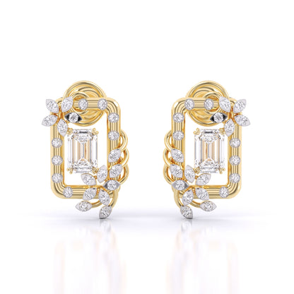 Diamond Vintage Halo Cluster Stud Earrings