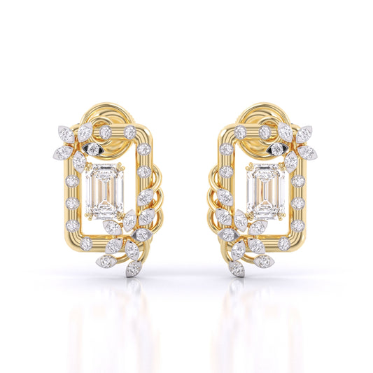 Diamond Vintage Halo Cluster Stud Earrings