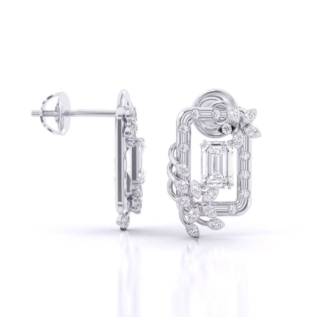 Diamond Vintage Halo Cluster Stud Earrings