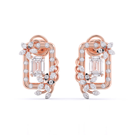 Diamond Vintage Halo Cluster Stud Earrings