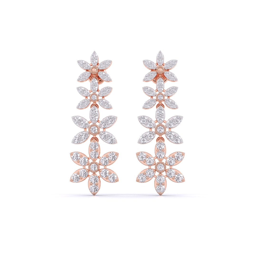 Yellow Gold Tower De Flora Diamond Dangler