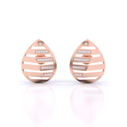 Gleaming Leaf Pattern Diamond Earrings