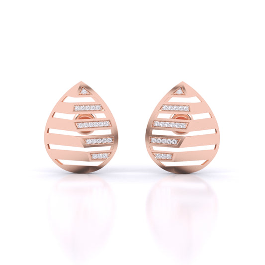 Gleaming Leaf Pattern Diamond Earrings