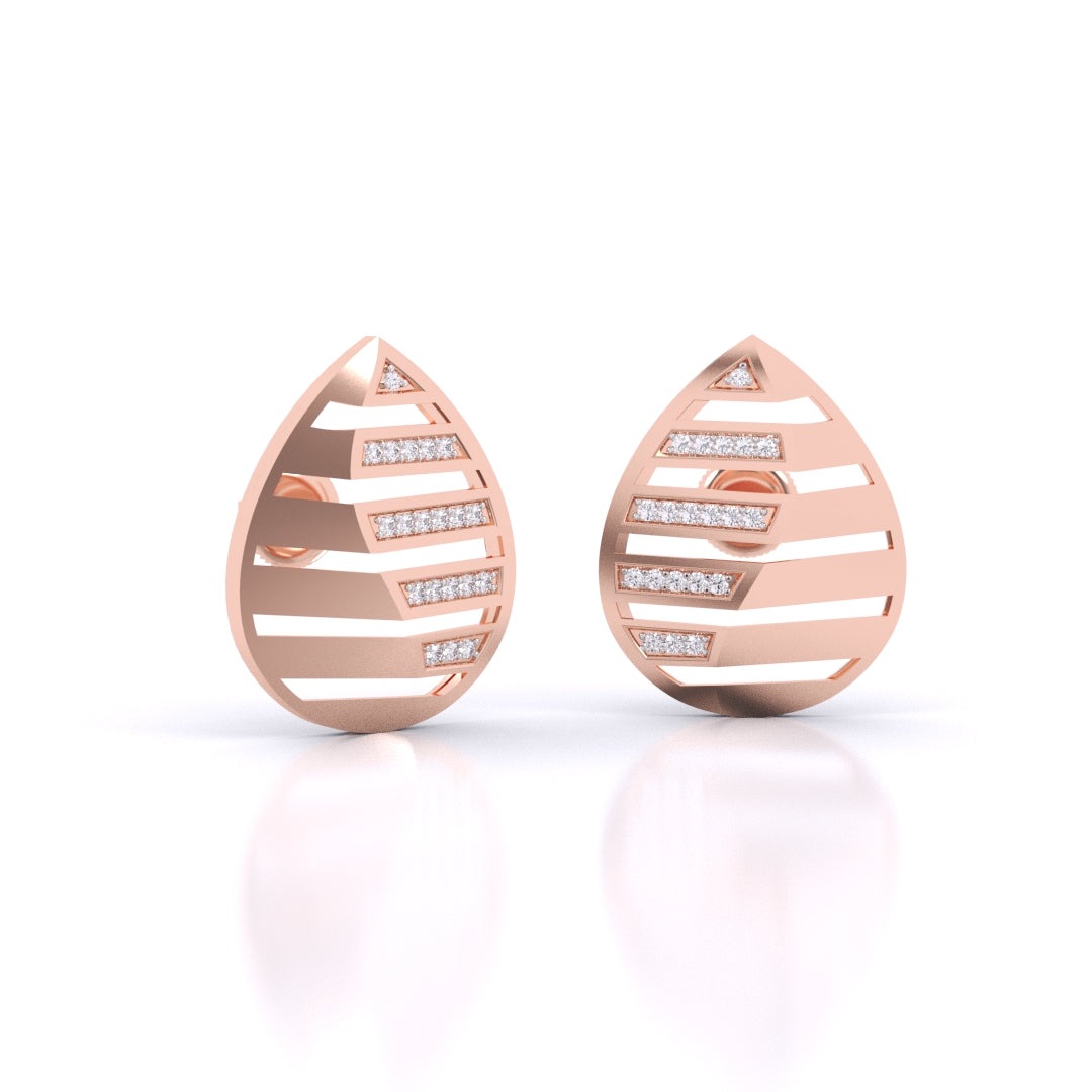 Gleaming Leaf Pattern Diamond Earrings