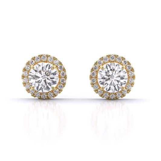 Round Brilliant Cut Diamond Halo Earrings