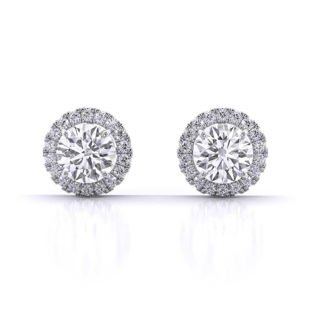 Round Brilliant Cut Diamond Halo Earrings