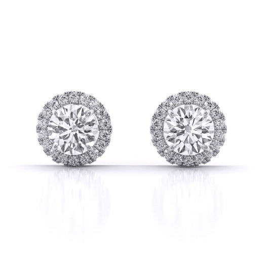 Round Brilliant Cut Diamond Halo Earrings