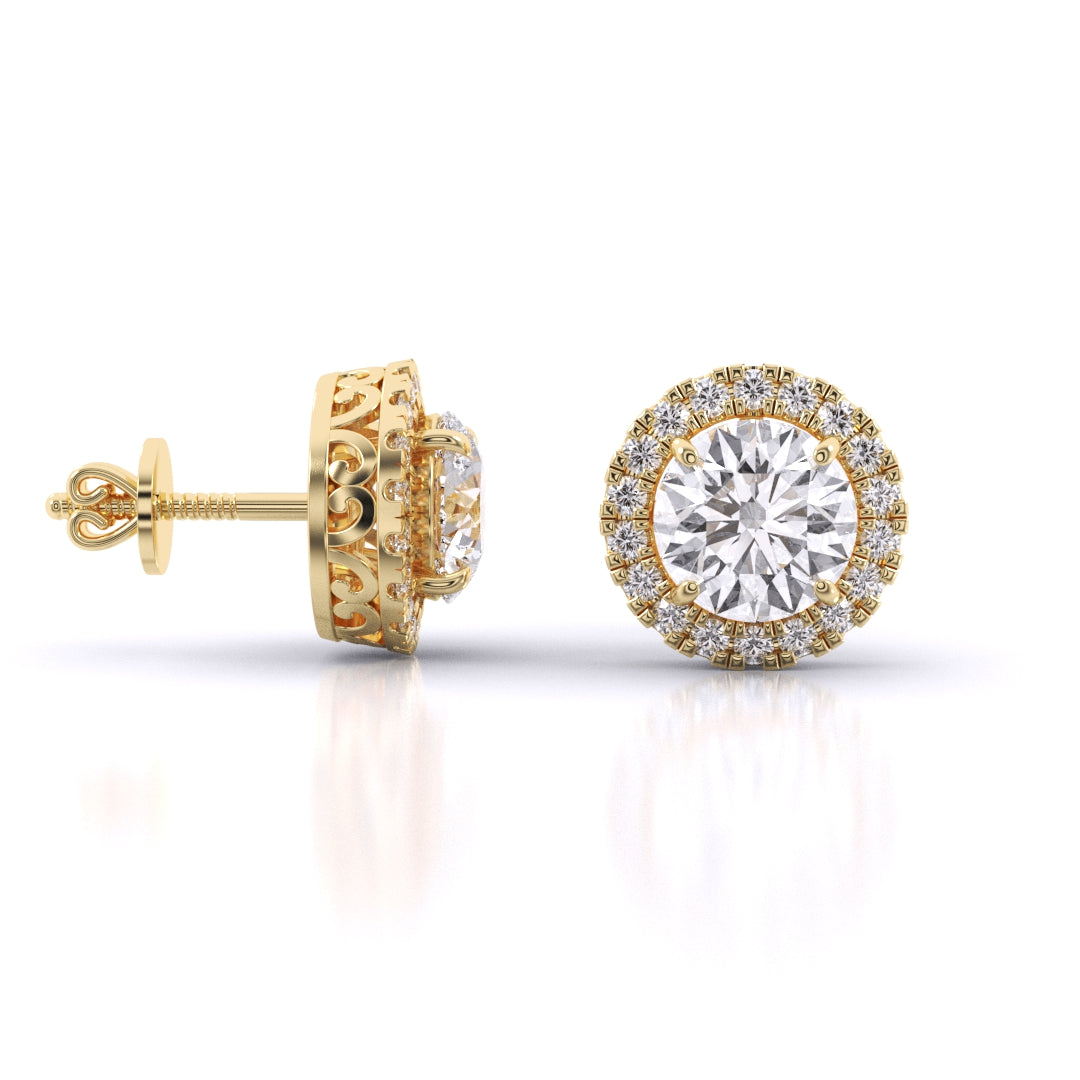 Round Brilliant Cut Diamond Halo Earrings