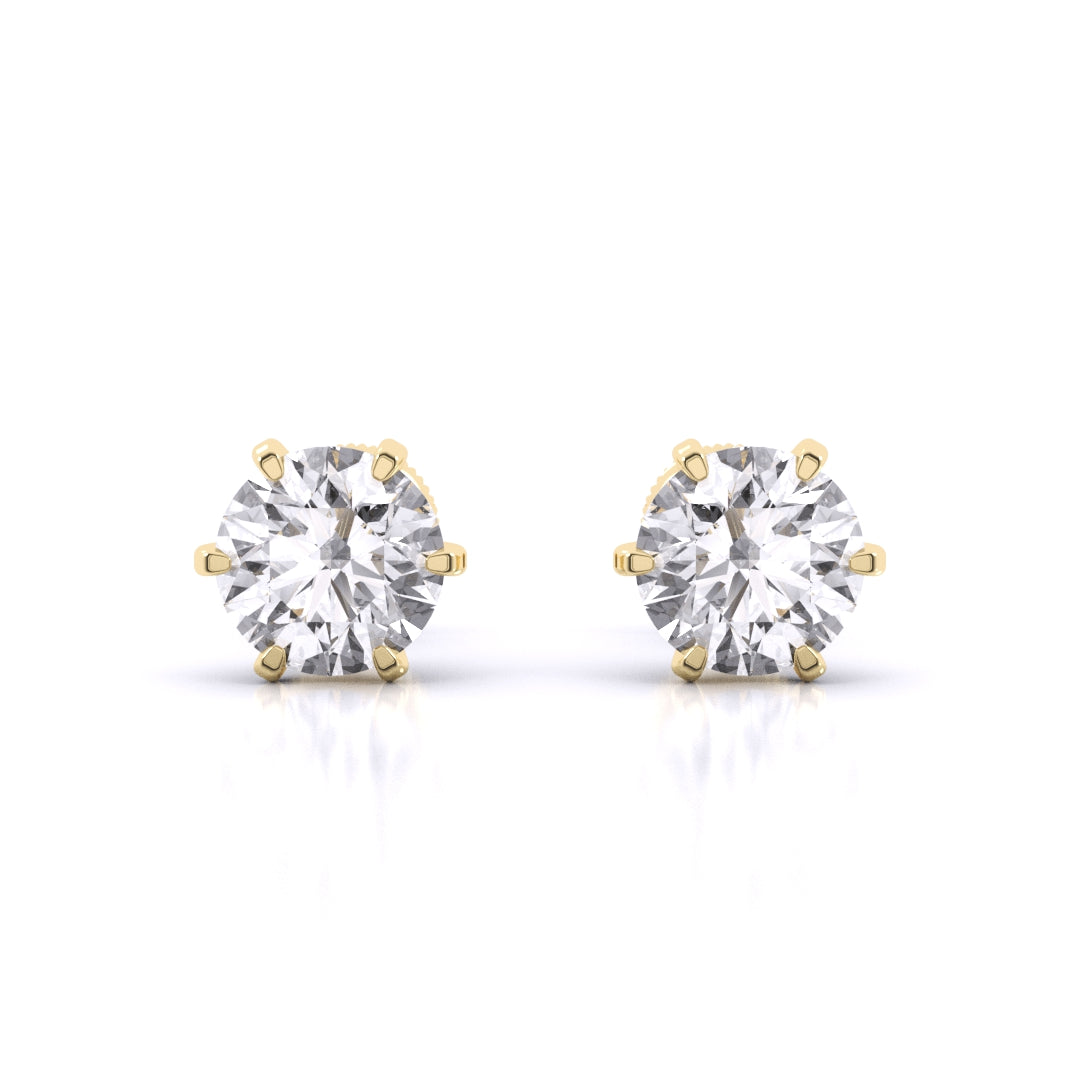 6 Prong Diamond Stud Earring