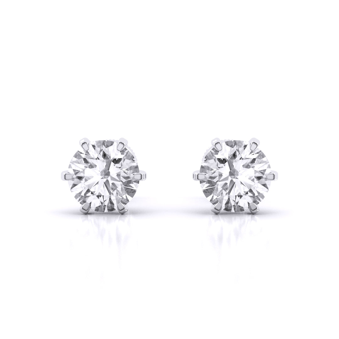 6 Prong Diamond Stud Earring