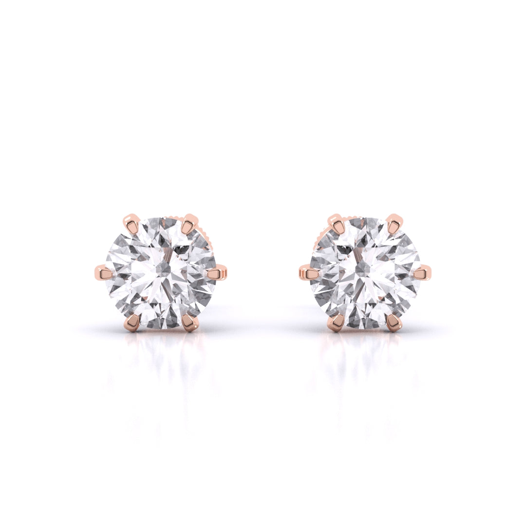 6 Prong Diamond Stud Earring