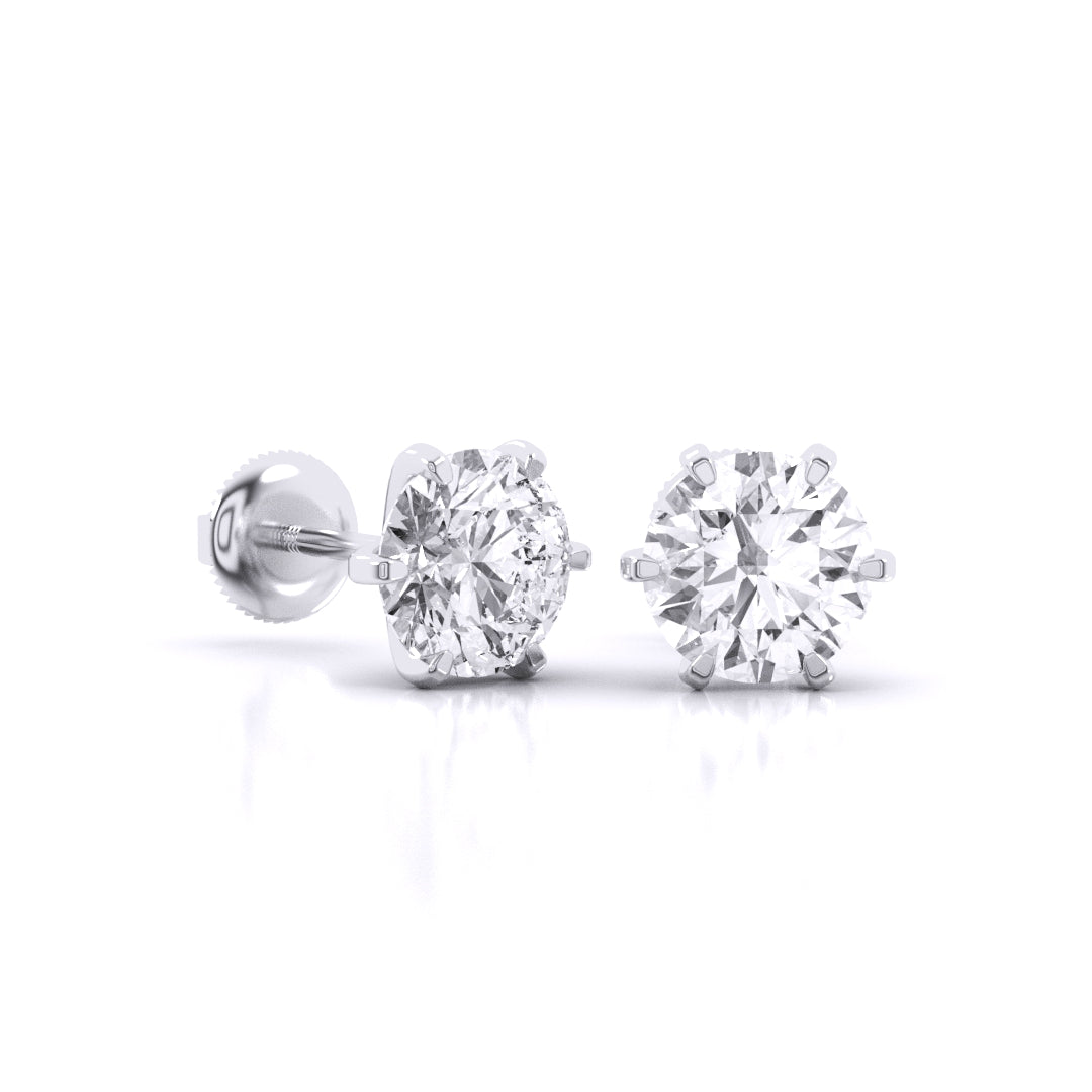 6 Prong Diamond Stud Earring