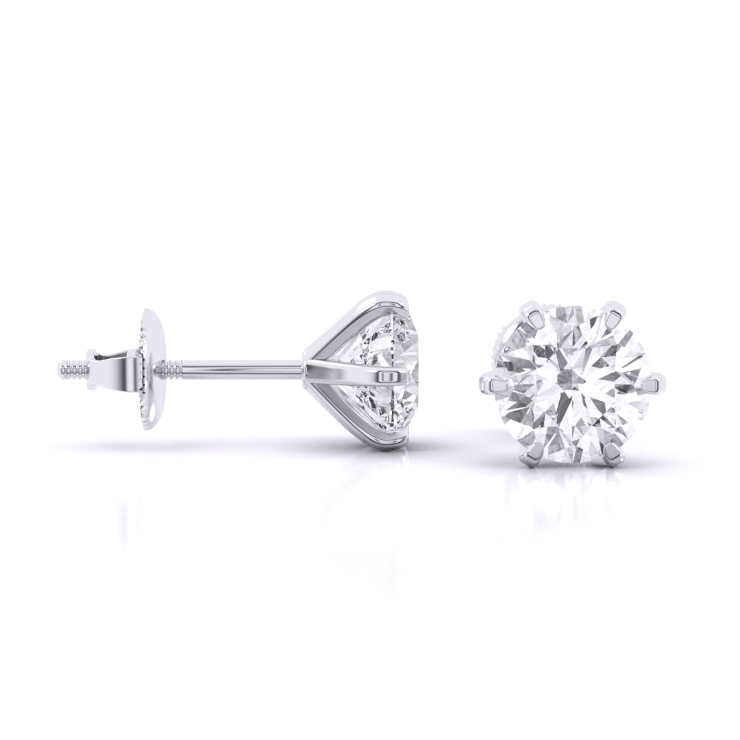 6 Prong Diamond Stud Earring