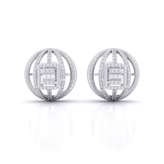 Fancy Baguette & Round Diamonds HALO Earrings