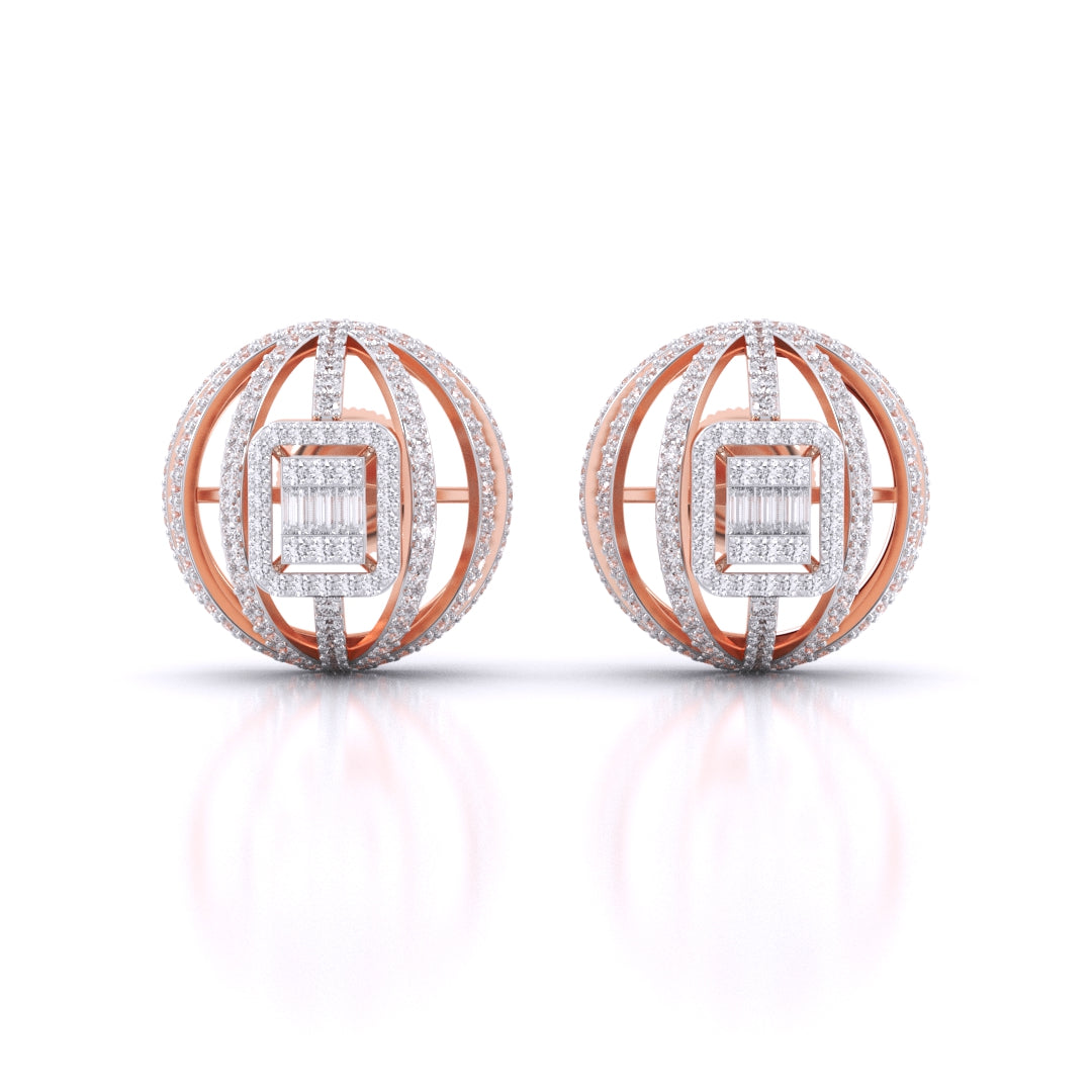 Fancy Baguette & Round Diamonds HALO Earrings