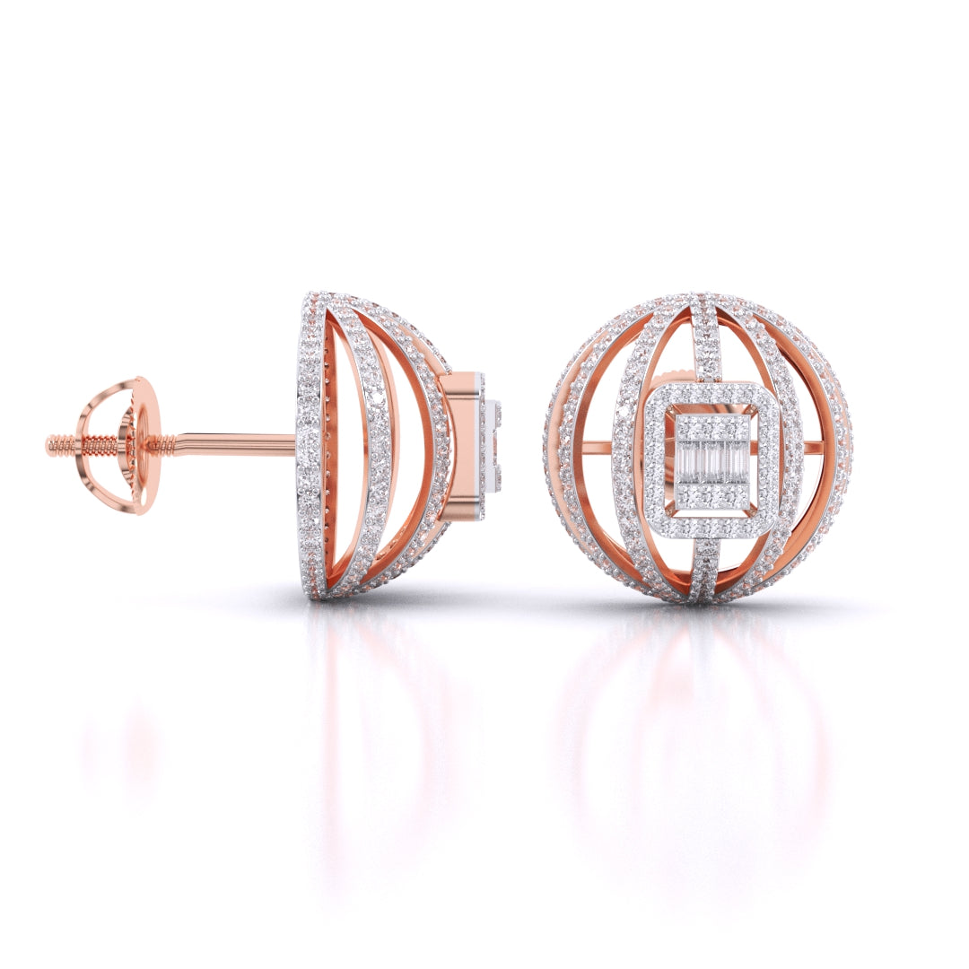 Fancy Baguette & Round Diamonds HALO Earrings