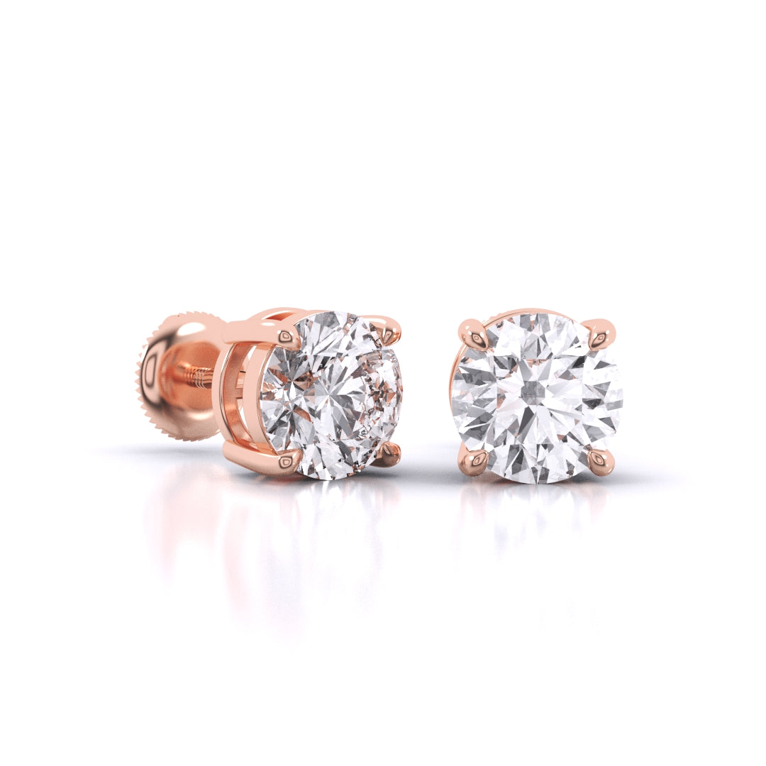 2 Carat Each Classic Solitaire Studs