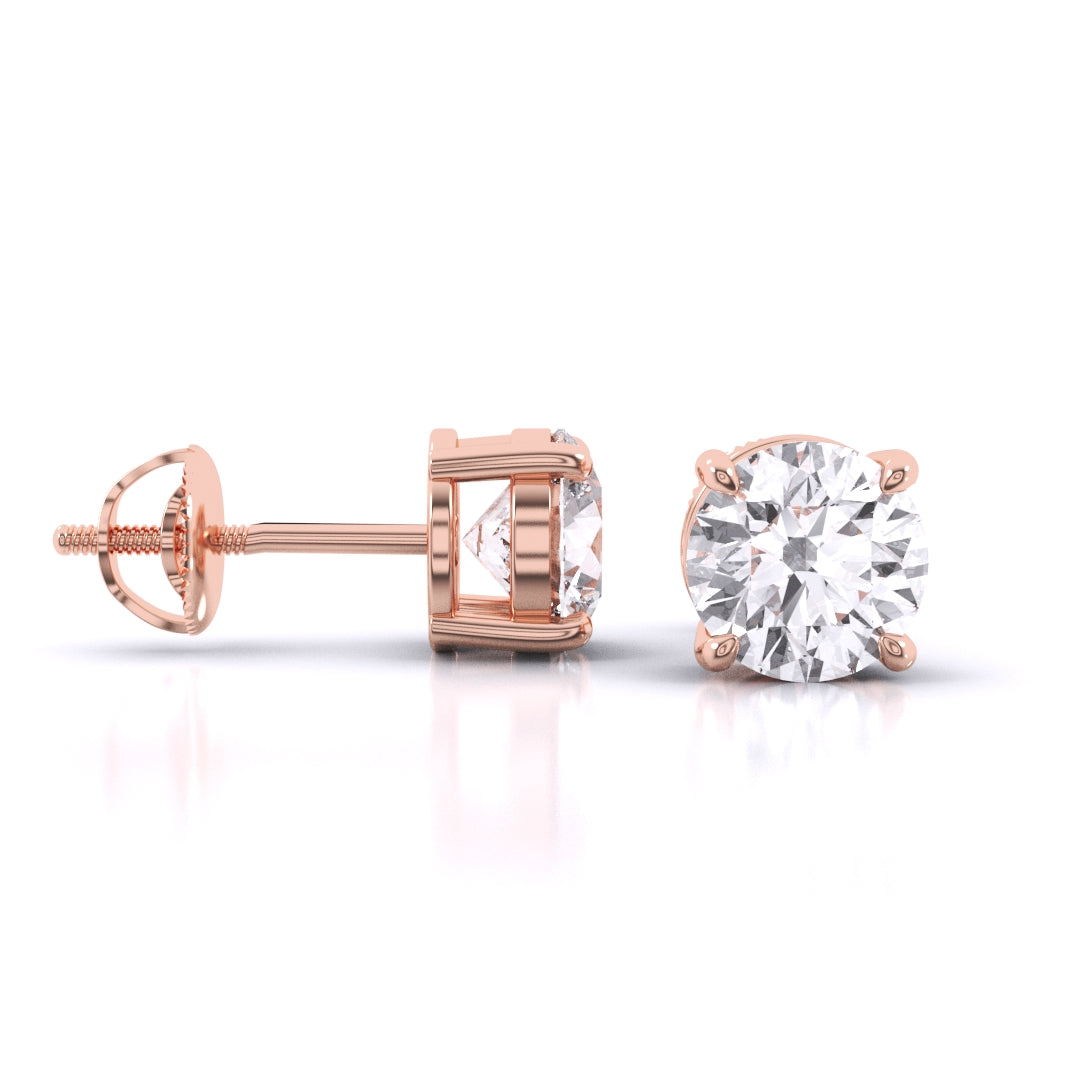 2 Carat Each Classic Solitaire Studs