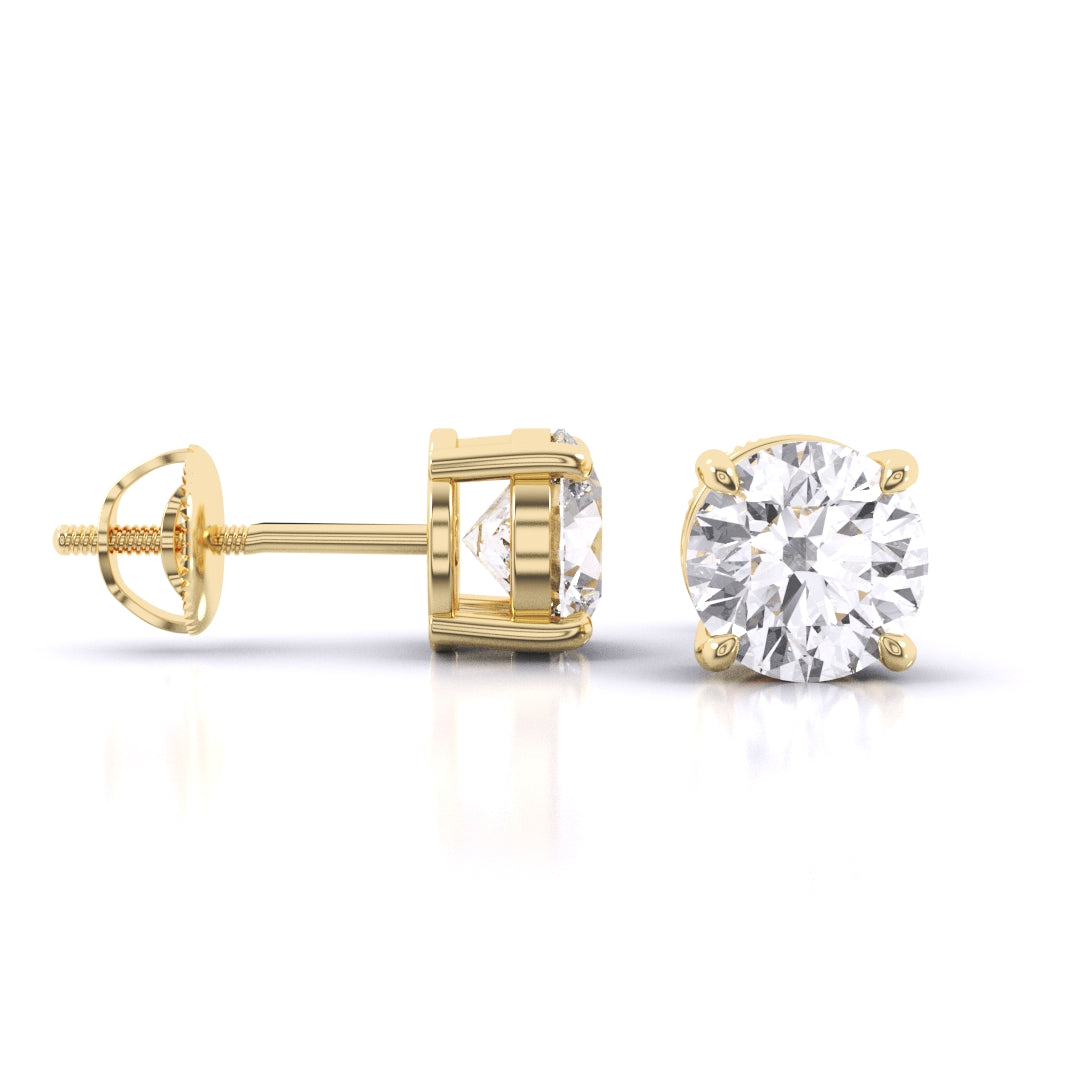 2 Carat Each Classic Solitaire Studs