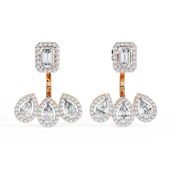 Buy Rectangular and Teardrop Diamond Stud Earring from Ivana Jewels Best lab grown diamond jewellery brand