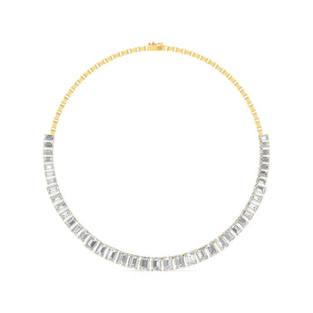 Buy Emerald Cut Gold Diamond Necklace Online from Ivana Jewels Best lab grown diamond jewellery brand