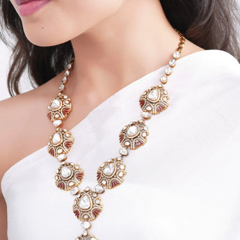 Enamelled Diamond Polki Necklace - Ivana Jewels Best lab grown diamond jewellery brand