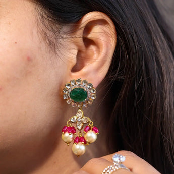 Festive Polki Diamond Drop Earrings Best lab grown diamond jewellery brand
