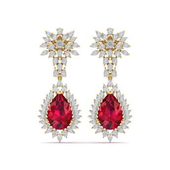 Buy Ruby Diamond Dangler Earring from Ivana Jewels Best lab grown diamond jewellery brand