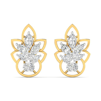 Floral Design Gold Stud Earrings Best lab grown diamond jewellery brand