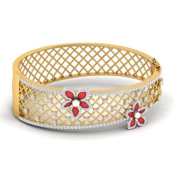 Buy 2 Carat Floral Rose Gold Diamond Bangle Online from Ivana Jewels Best lab grown diamond jewellery brand