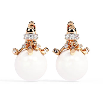 Buy Floral Pearl Diamond Dangler Earring from Ivana Jewels Best lab grown diamond jewellery brand