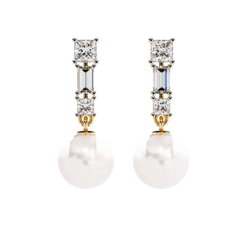 Buy Freshwater Pearl Diamond Dangler Earring from Ivana Jewels Best lab grown diamond jewellery brand