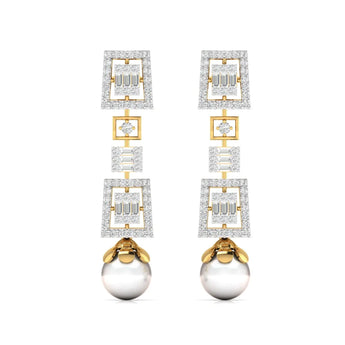 Geometric Baguette Diamond Drop Earrings Best lab grown diamond jewellery brand
