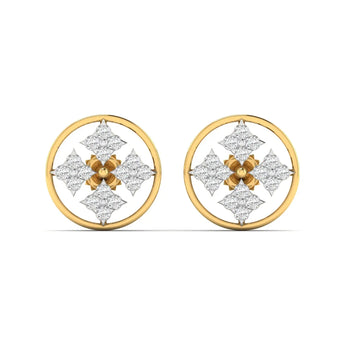 Geometric Floral Diamond Stud Earrings Best lab grown diamond jewellery brand