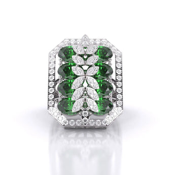 Buy Rectangle Emerald Diamond Cocktail Ring at Ivana Jewels Best lab grown diamond jewellery brand