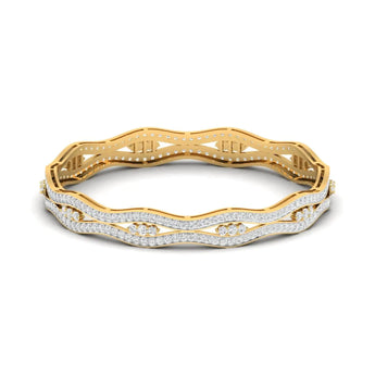 Buy 5 Carat Sculpted Gold Diamond Bangle Online from Ivana Jewels Best lab grown diamond jewellery brand