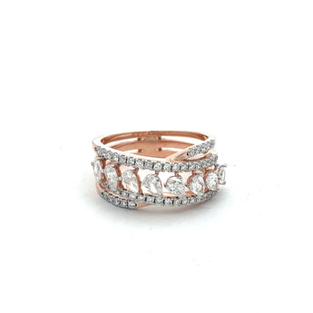 Multi-Row Pave & Pear Cut Diamond Ring