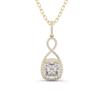 Shop Halo Cushion Solitaire Diamond Pendant Online | Ivana Jewels Best lab grown diamond jewellery brand