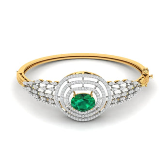Buy 5 Carat Halo Emerald Diamond Bangle Online from Ivana Jewels Best lab grown diamond jewellery brand