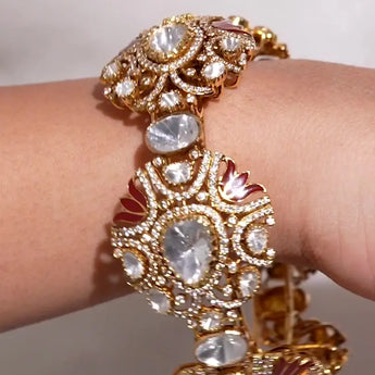 Buy Intricate Bridal  Polki Diamond Bangle | Ivana Jewels Best lab grown diamond jewellery brand