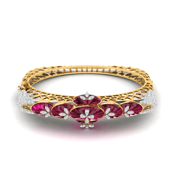 Buy 3 Carat Round Gemstone Diamond Bangle Online from Ivana Jewels Best lab grown diamond jewellery brand