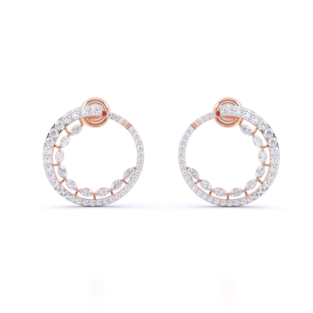 Marquise & Round Diamonds Hoop Earring