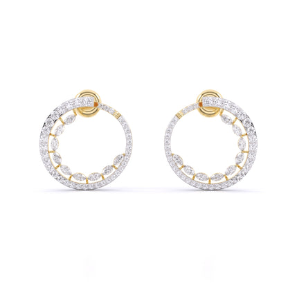 Marquise & Round Diamonds Hoop Earring