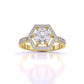 1 Carat Vintage Hexagonal Halo Ring